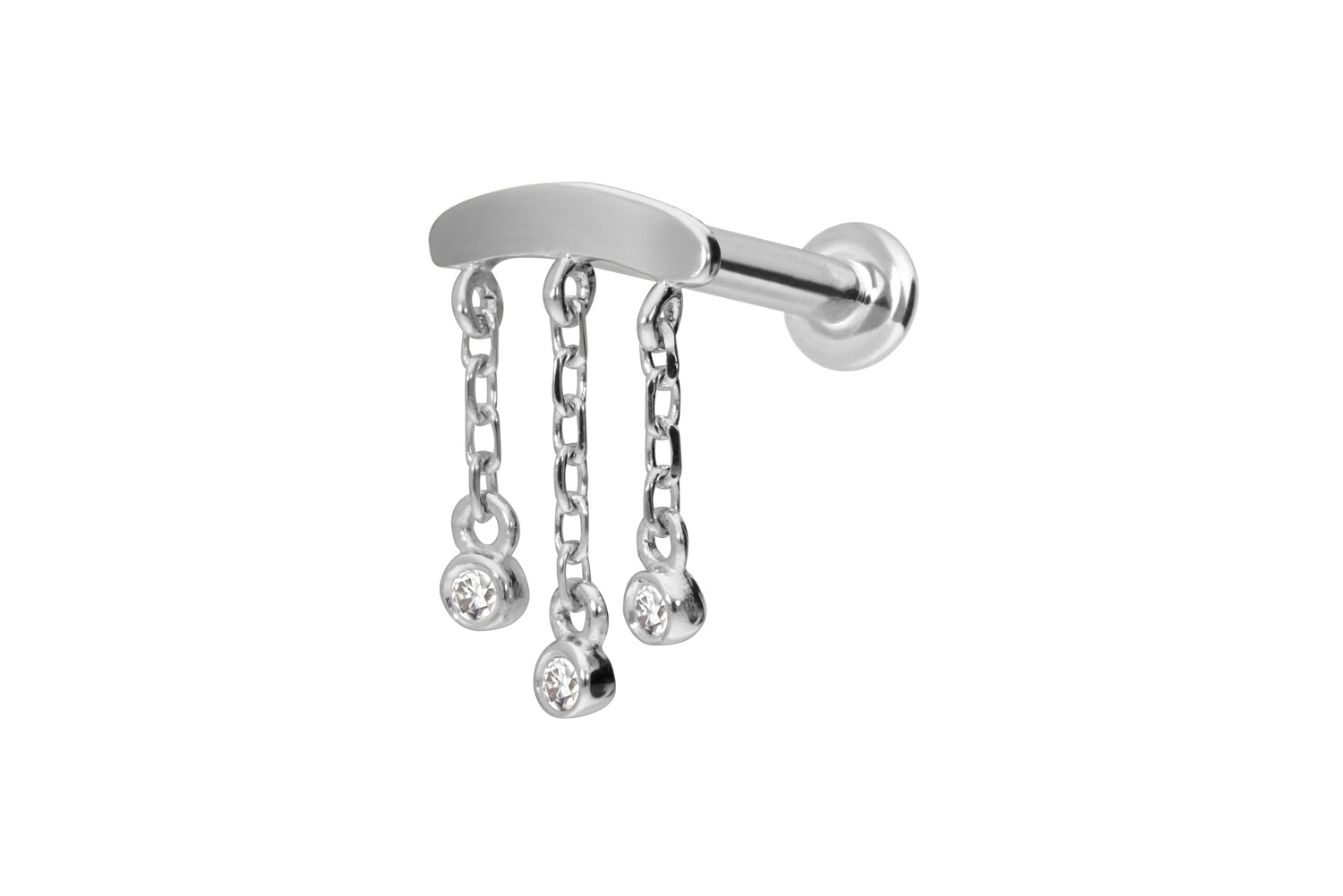 14 Karat Gold Labret Piercing mit Push Fit MOISSANIT-WINDSPIEL